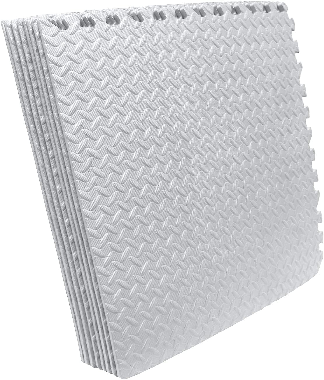 HTTMT- 8X(32 Sqft) White Gym Floor Mat 24x24 EVA Foam Interlocking Exercise Fitness Puzzle Floor Gym Yoga Mat Workout Pad [P/N: MTET-HOME012-8PC]