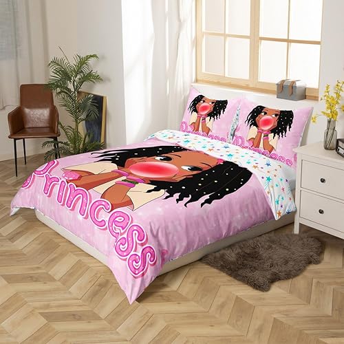 Miniatura 10 de Juego de funda de edredón para niñas de ballet, tamaño Queen, color negro, 3 piezas, para niños, diseño de mariposa arcoíris, juego de cama rosa