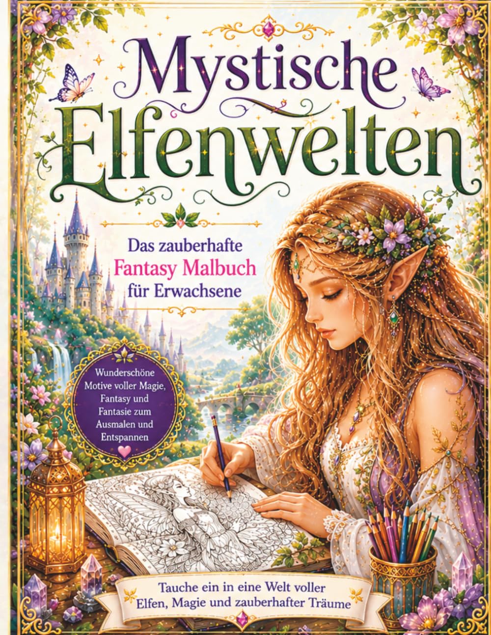 Mystische Elfenwelten - Das zauberhafte Fantasy Malbuch für Erwachsene: Detailreiche Elfen, mystische Wälder und kraftvolle Naturmagie – 50 entspannende Motive zum Ausmalen und Träumen