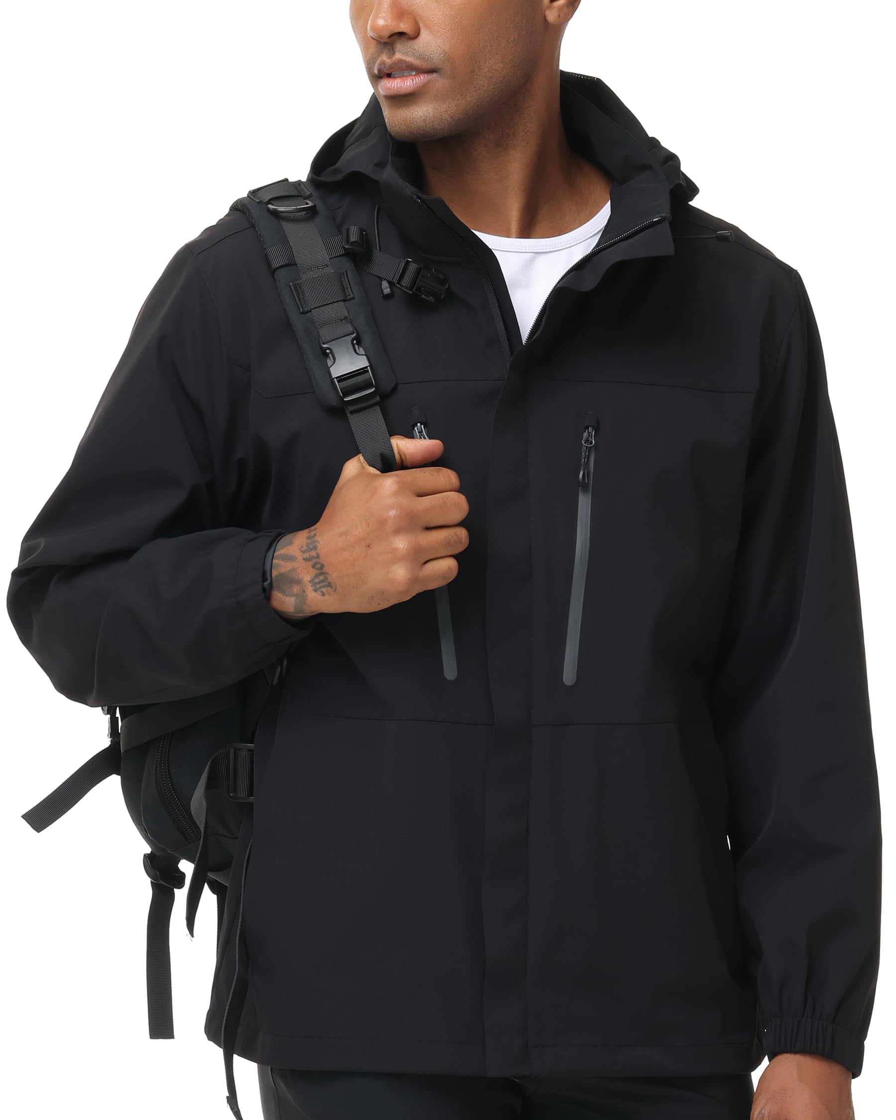 8000mm H2O Veste de Pluie Imperméable avec Capuche Amovible Respirant Coupe-Vent Mode Imperméable pour Golf Randonnée