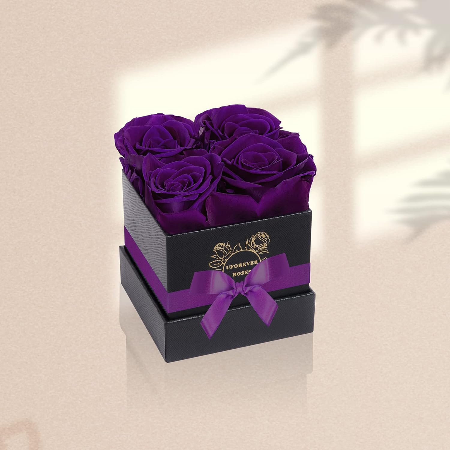 4-Piece Preserved Roses in a Box, Preserved Flowers, Roses Gift for Her, Purple - Image 4