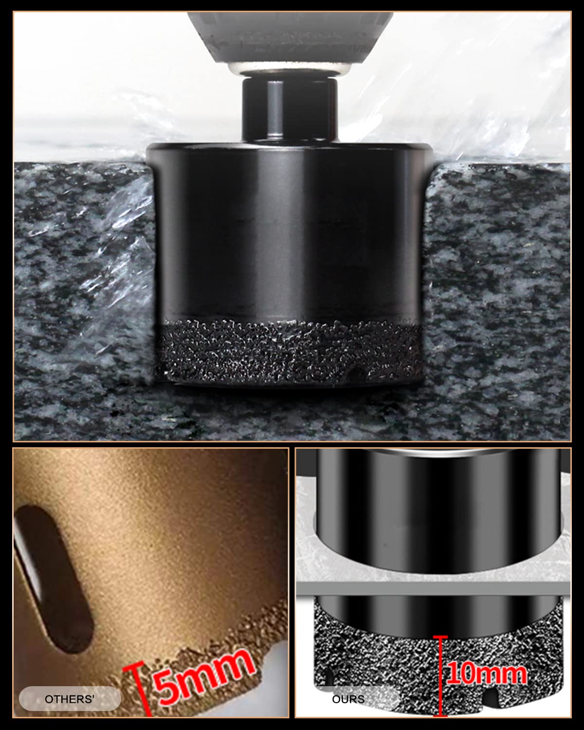 KATUR Diamantboor gesoldeerde kerngatenzaag 42 mm, holle ruimtefrees voor glas, porselein, tegels, marmer, keramiek, graniet