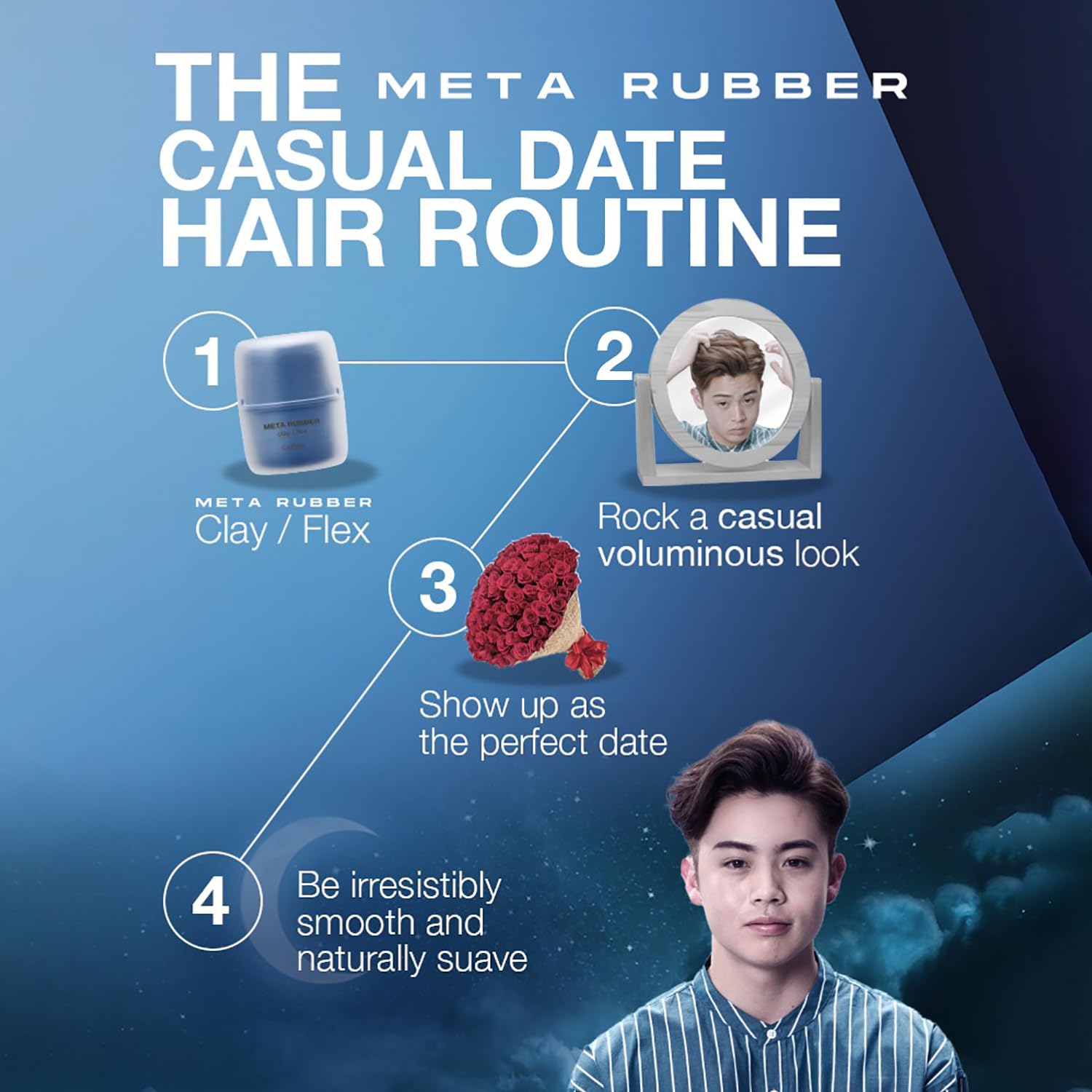 GATSBY Japan's No. 1 Meta Rubber Clay Flex 65g | Hair Styling Clay Wax for Men | Delivers High Hold, Matte finish 4