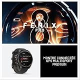 Garmin fēnix 8 Pro, 51 mm, écran AMOLED, Montre Intelligente GPS Multisports connectée, Technologie inReach, Saphir, Titane DLC Gris Carbone avec Bracelet en Silicone Noir/Gris Galet - 8