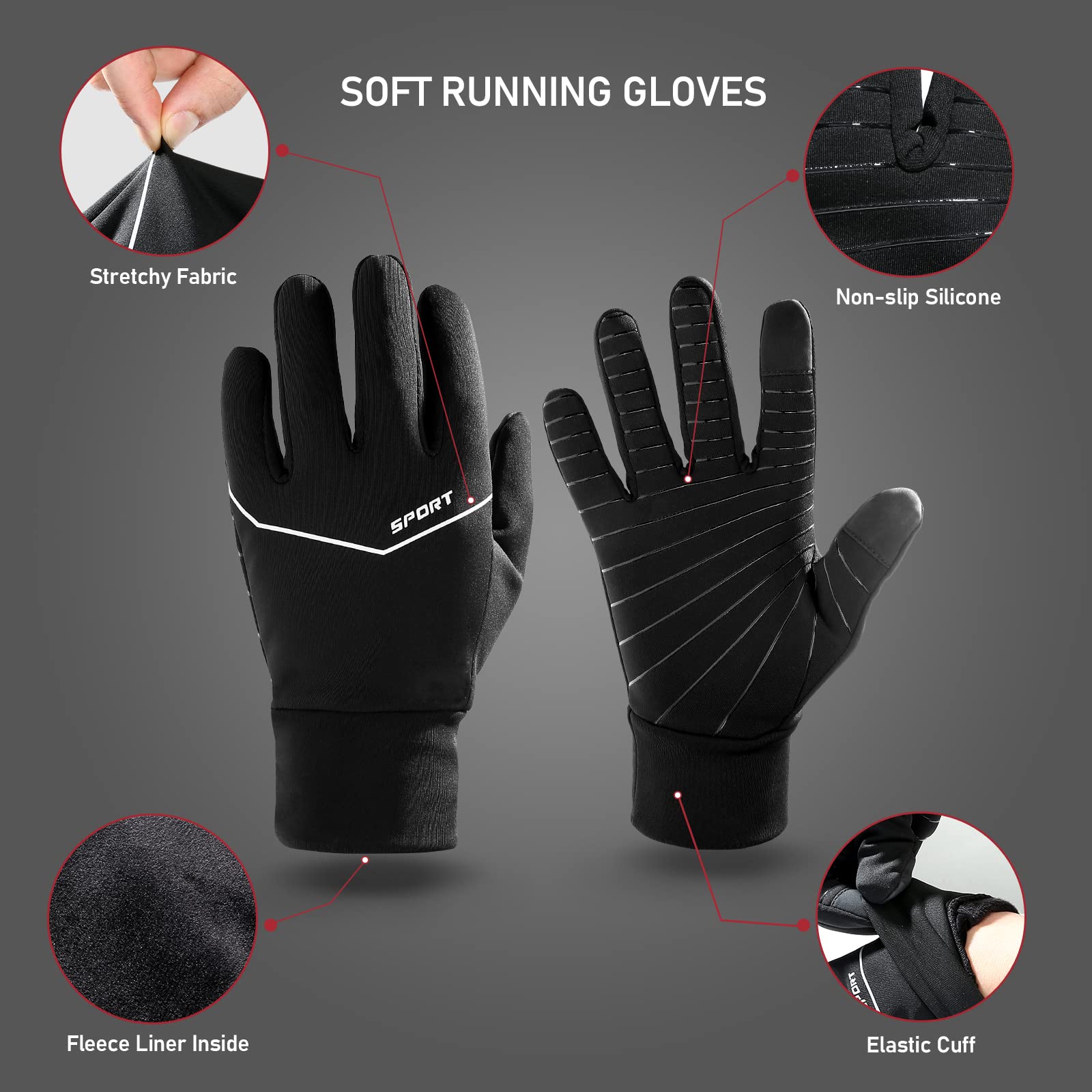 Gants D'hiver Tactiles Pour Femme/homme - Taille Unique - Silicone Antidérapant - Pour Vélo, Conduite, Extérieur - 7