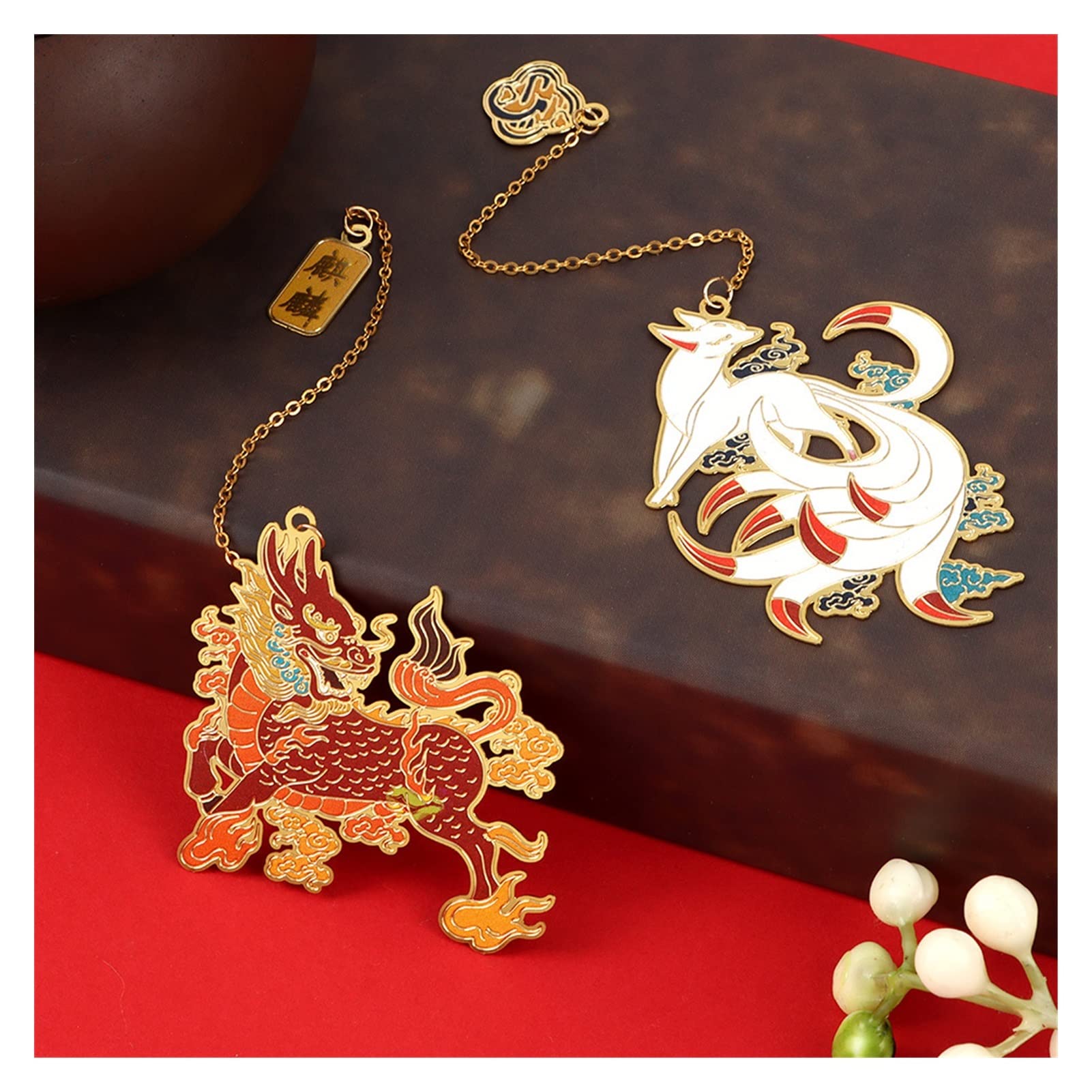 Lesezeichen Chinesischer Stil Retro-mythisches Lesezeichen mit Quaste Creative Metall Hohl-Drache-Tiger-Buch-Clip-Student-Geschenk-Bürobedarf lesezeichen Kinder (Color : Style 10)