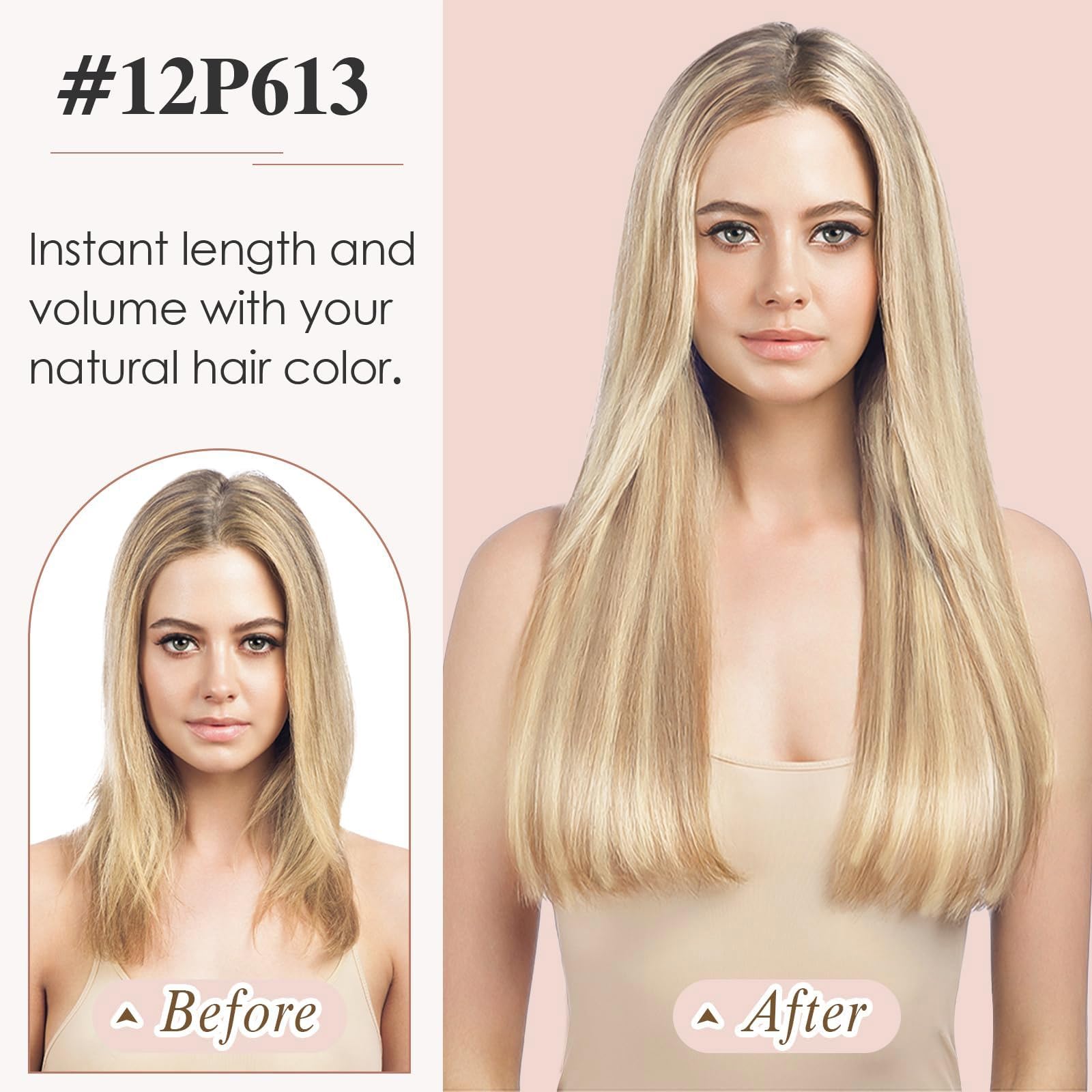 TESS Tape in Hair Extensions Human Hair 10 PCS #12P613 Golden Brown & Bleach Blonde - Image 3