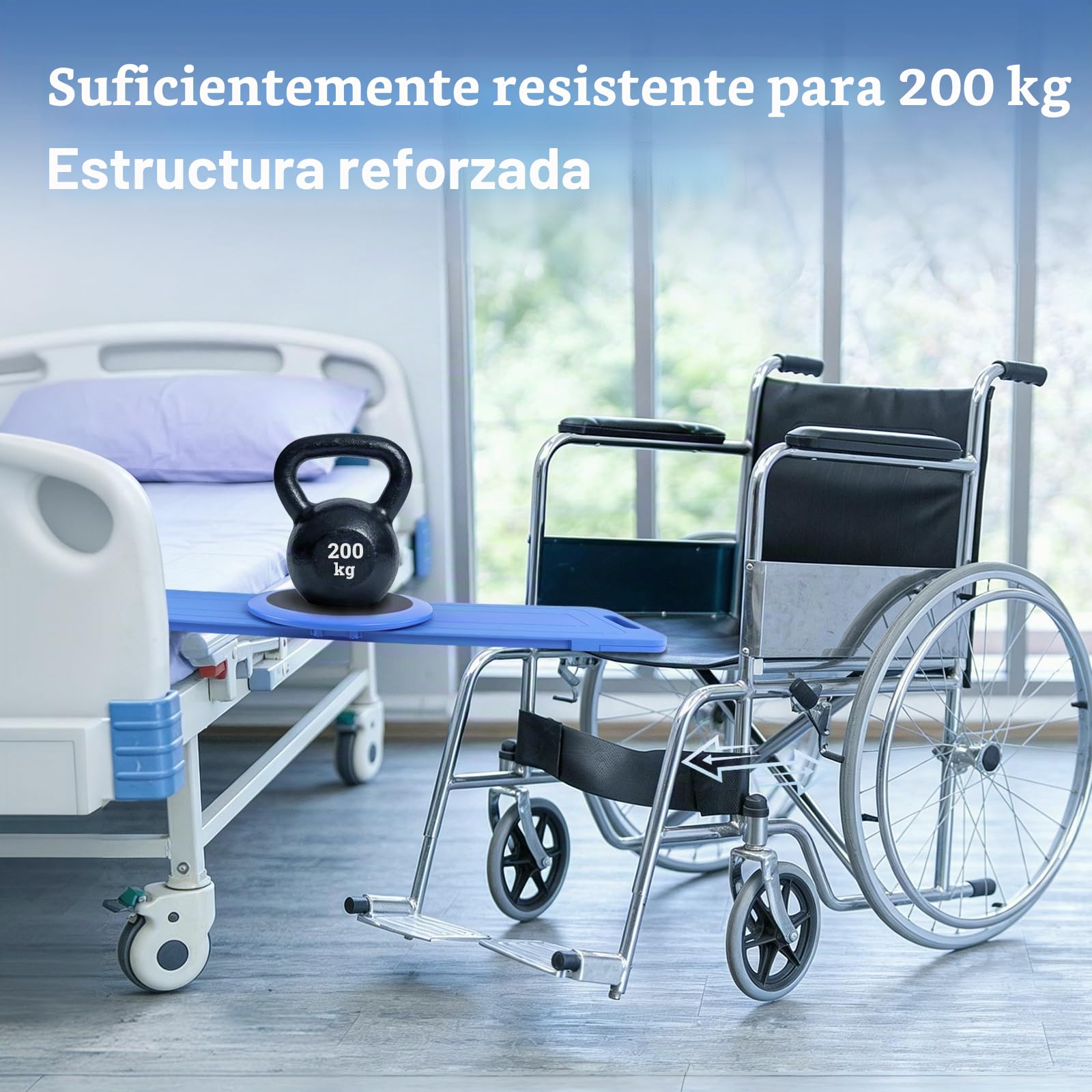 LOSCHEN Tabla de transferencia de 90 cm con plato giratorio desplazable de 360°, tabla de transferencia para personas mayores para el traslado de la silla de ruedas a la cama, al inodoro, a la bañera