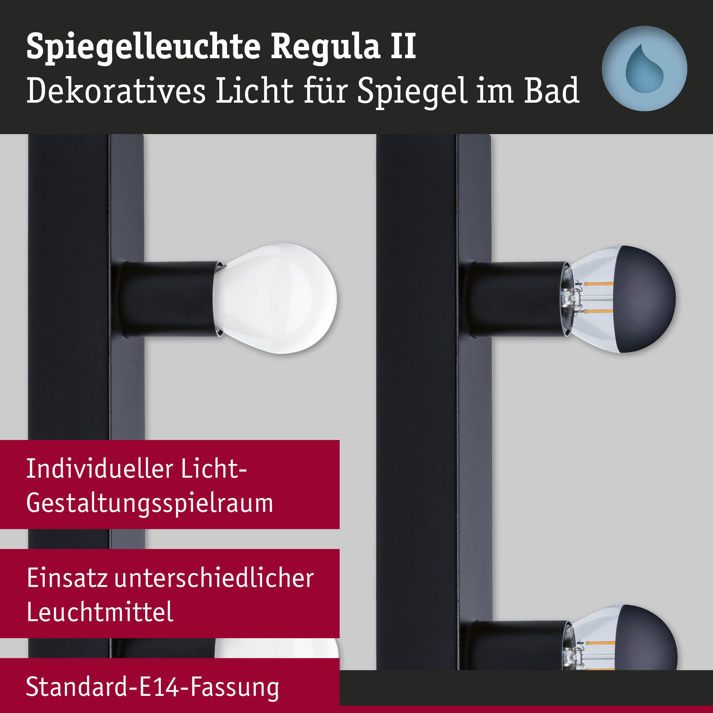 Paulmann 80097 Spiegelleuchte IP44 E14 230V max. 3x40W dimmbar Schwarz