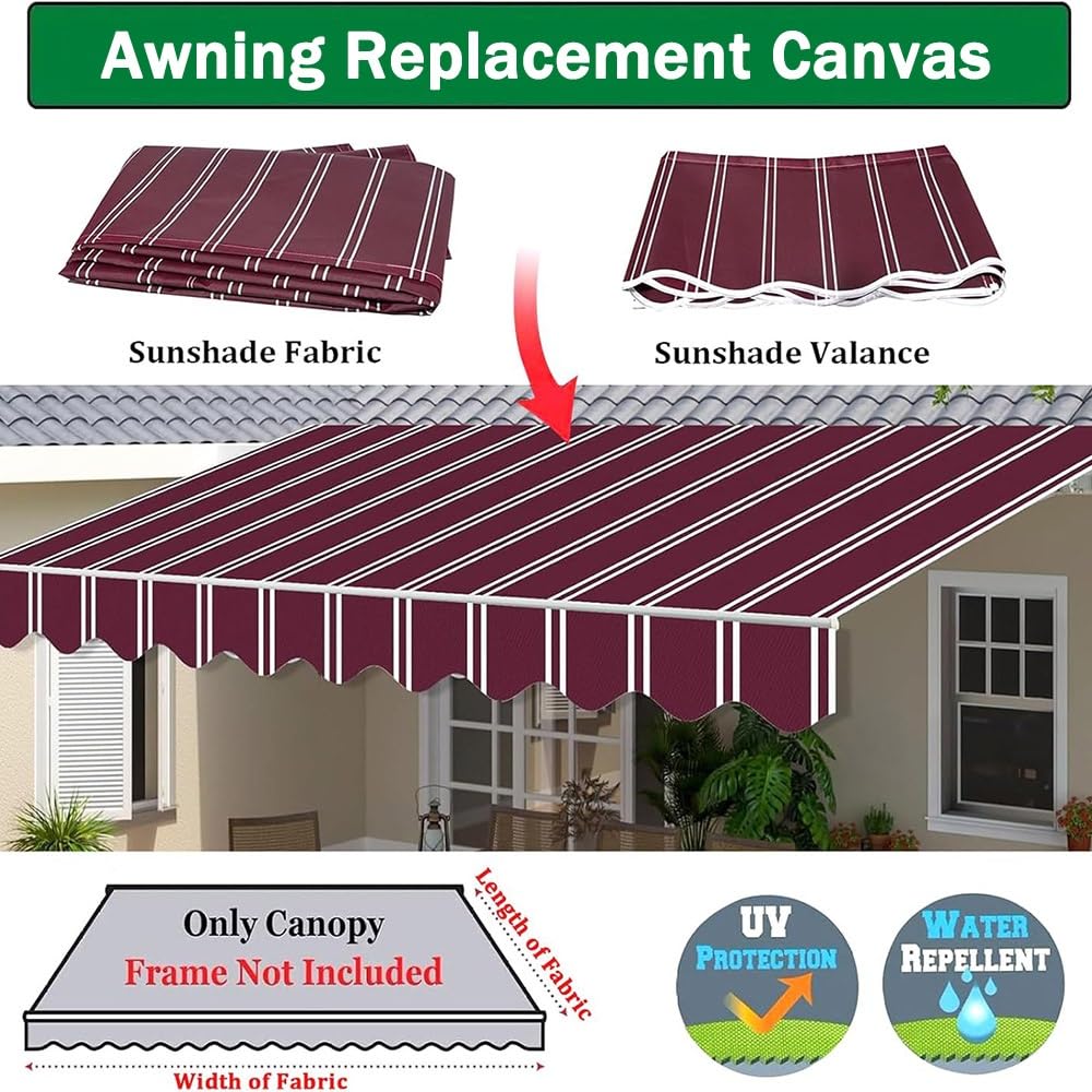 Tessuto di ricambio per tenda retrattile – Tela di poliestere per patio esterno – Adatto per finestre e porte da 4,9 x 3,7 m, 3,7 x 3 m, 3 x 2,4 m, 2,4 x 2 m, blu (6 x 2,5 m)
