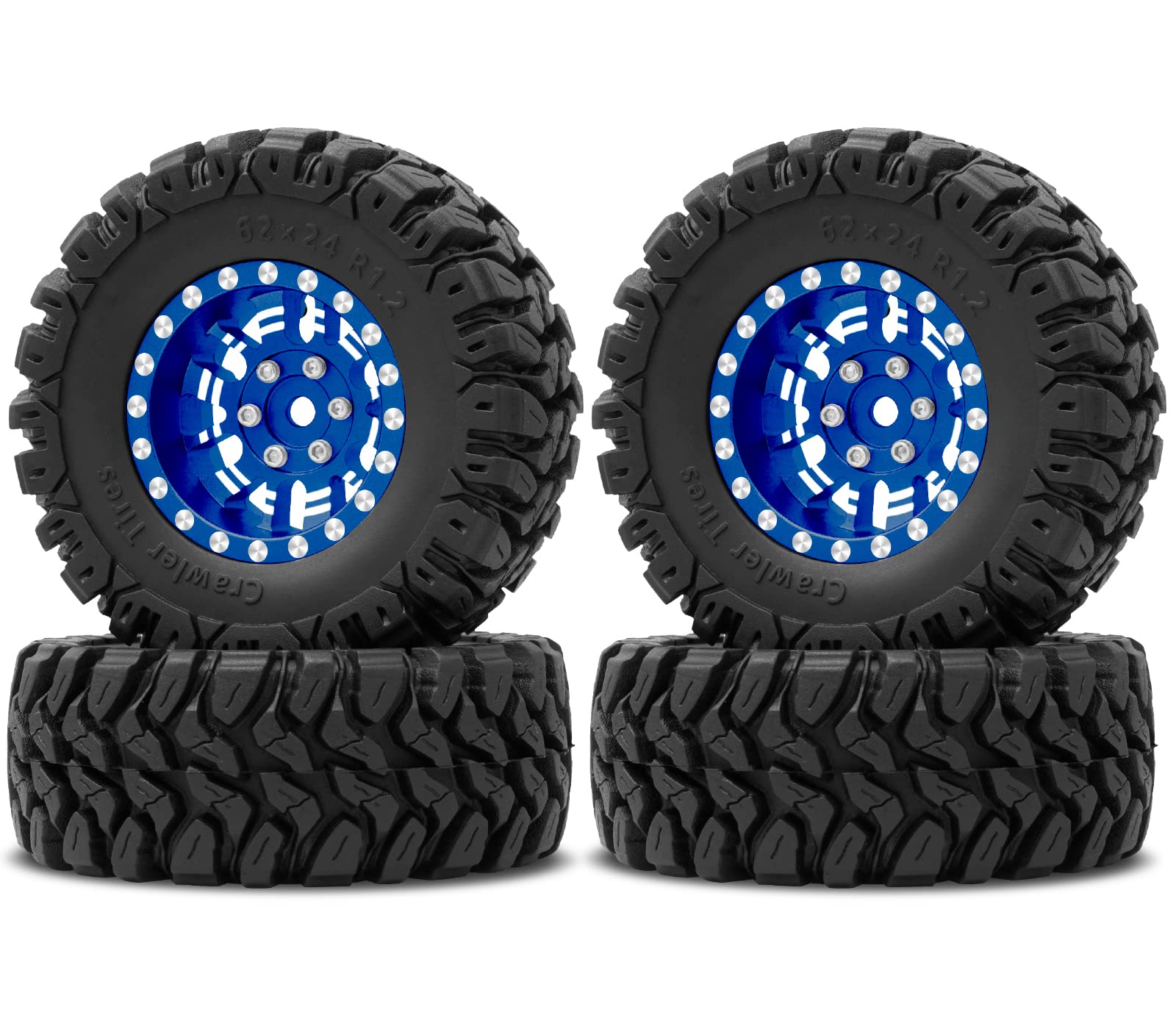 OGRC 1.0 Plus (1.2 Inches) Beadlock Wheels 7mm Negative Offset Wheel Rims SS Super Soft Sticky Tires for TRX4M SCX24 FCX24 AX24 1/24 1/18 RC Crawler