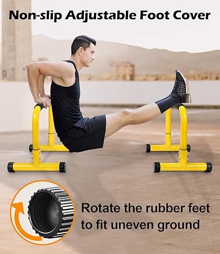 Miniatura 6 de Push Up Bar, 14'' High Steel Parallettes & Dip Bar with Full Coverage Foam Handle, Heavy-Duty Calisthenics Parallel Bars for L-Sit, Dips, Home Gym