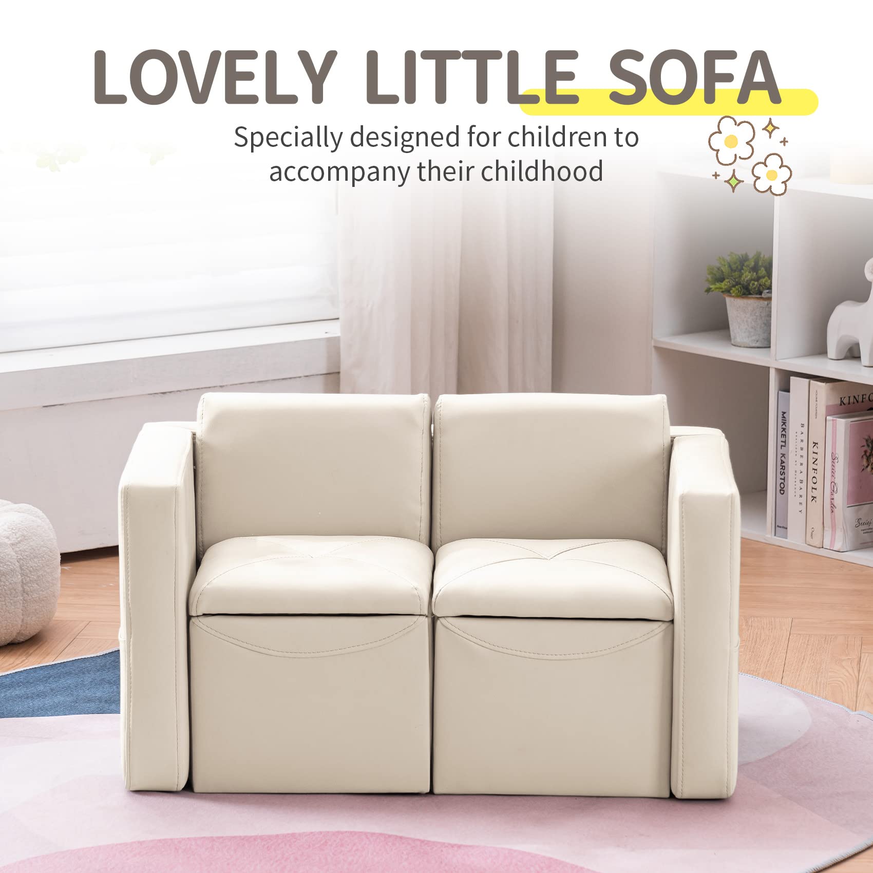 Amazon.com: UNICOO –Kids Sofa, 2-in-1 Double Set Sofa Convert to