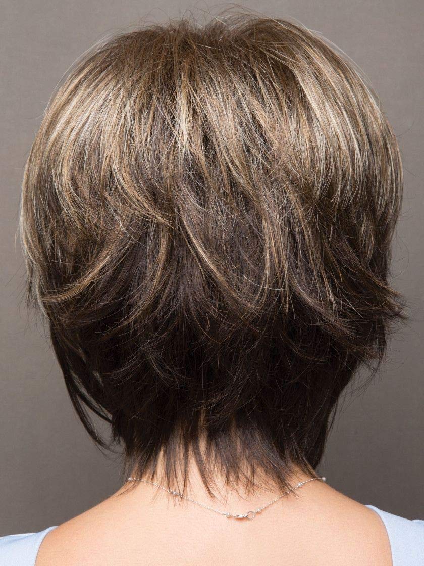 Reese Large Cap Color Chocolate Swirl - Women's Tousled Bob Synthetic Short Choppy Layers Side Fringe Open Weft Bundle with Wig Comb, MaxWigs Hairloss Booklet