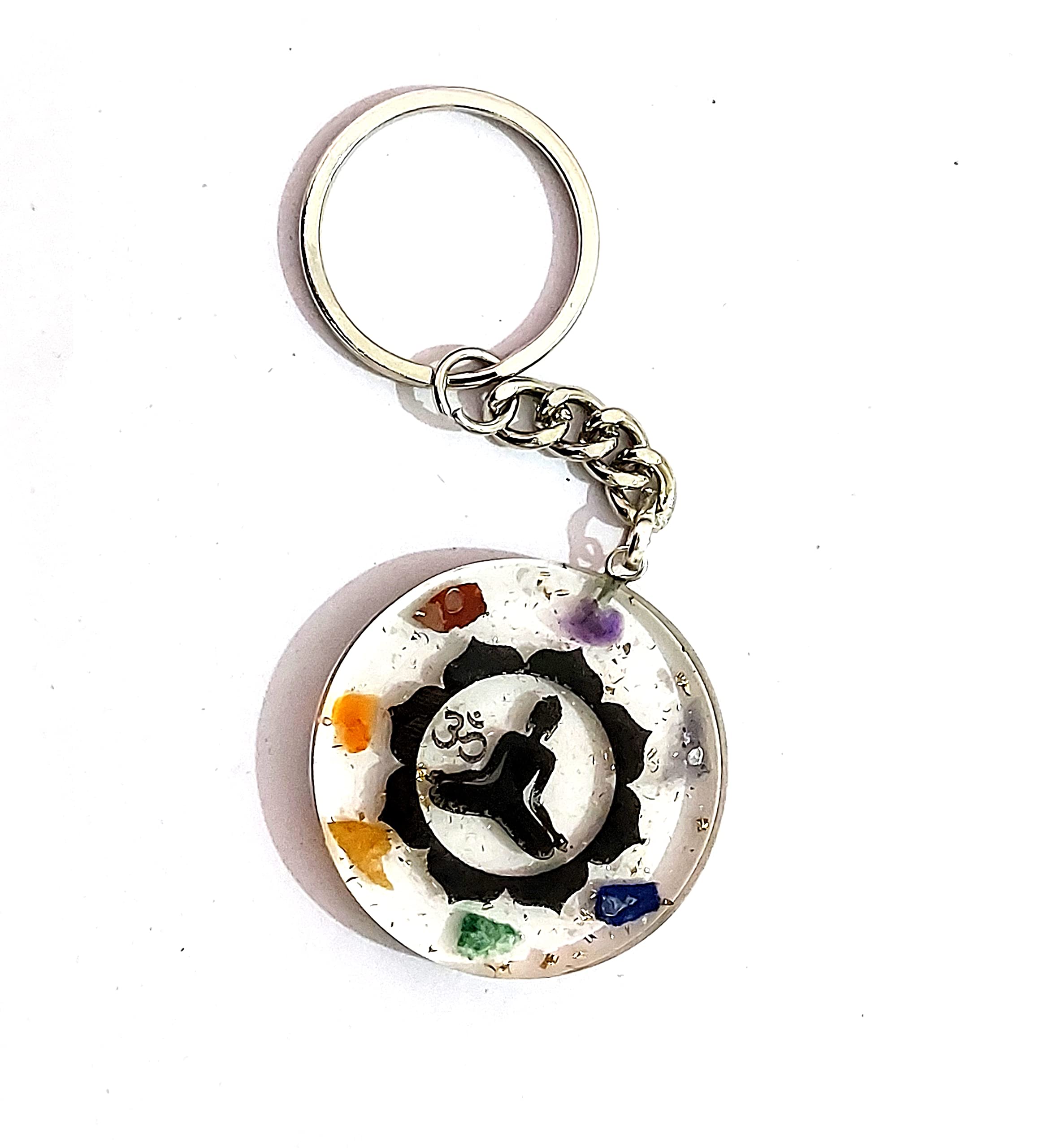 Chakra Crystal Chips Meditating Orgone key Chain key Ring-image-14