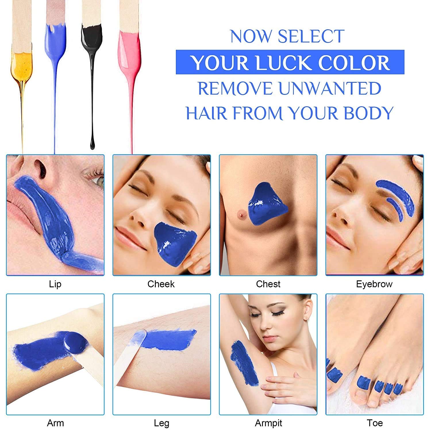 Waxing Kit, Wax Warmer Hair Removal for Women, Brazilian Wax Melting Pot,  Home Waxing Hair Removal kit with Bags Hard Wax Beans 10 Applicator