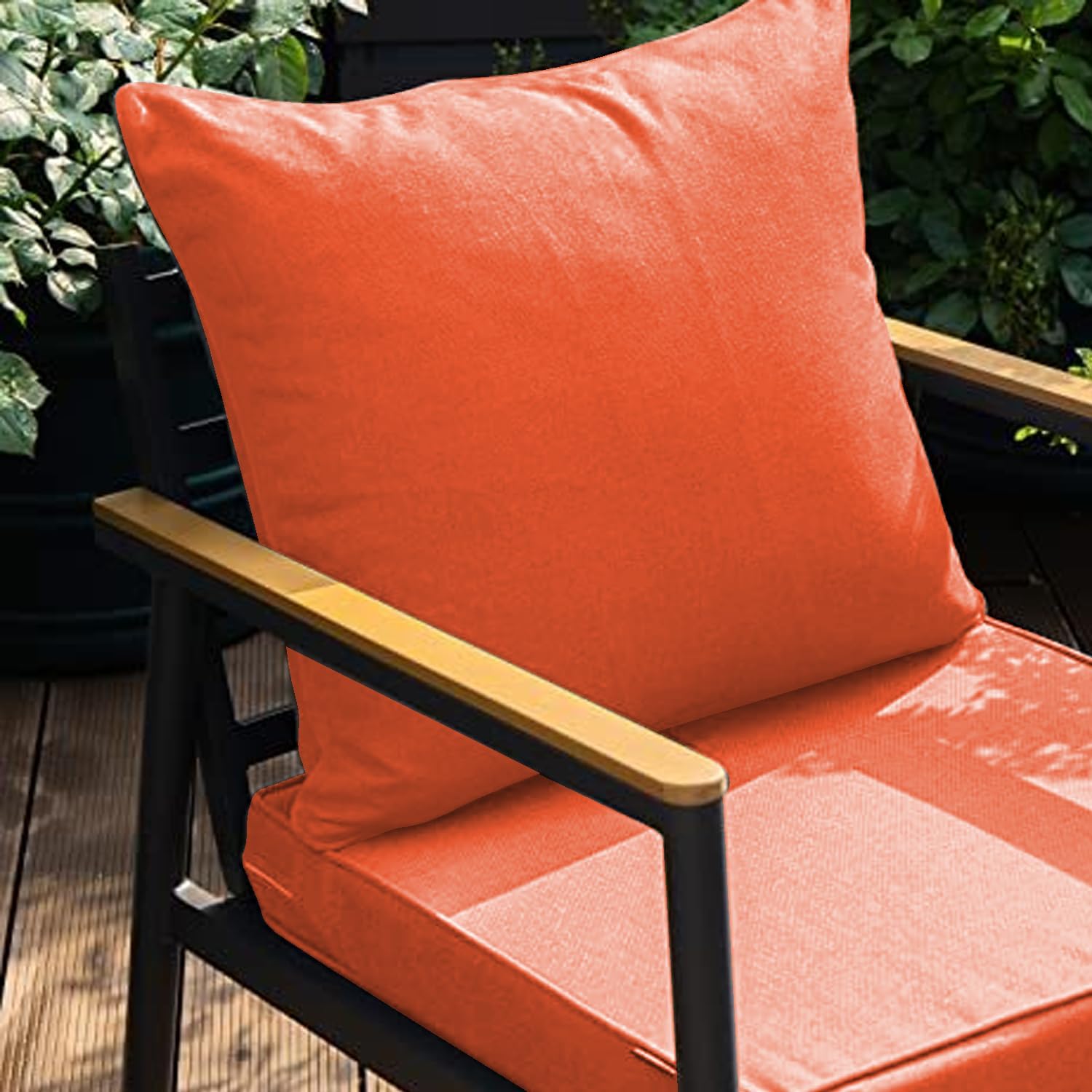 All Smiles Outdoor Chair Cushions for Patio Furniture Set of 24x24 Inch for Deep Seat Waterproof Fade Resistant Replacement Cushions with Removable Cover for Seat Yard Garden Deck，Orange