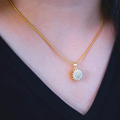 Miniatura 5 de You are My Sunshine Necklace, 18K Gold Plated Spinning Sunflower Pendant with Cubic Zirconia Stones for Women Graduation Necklace Gift Special