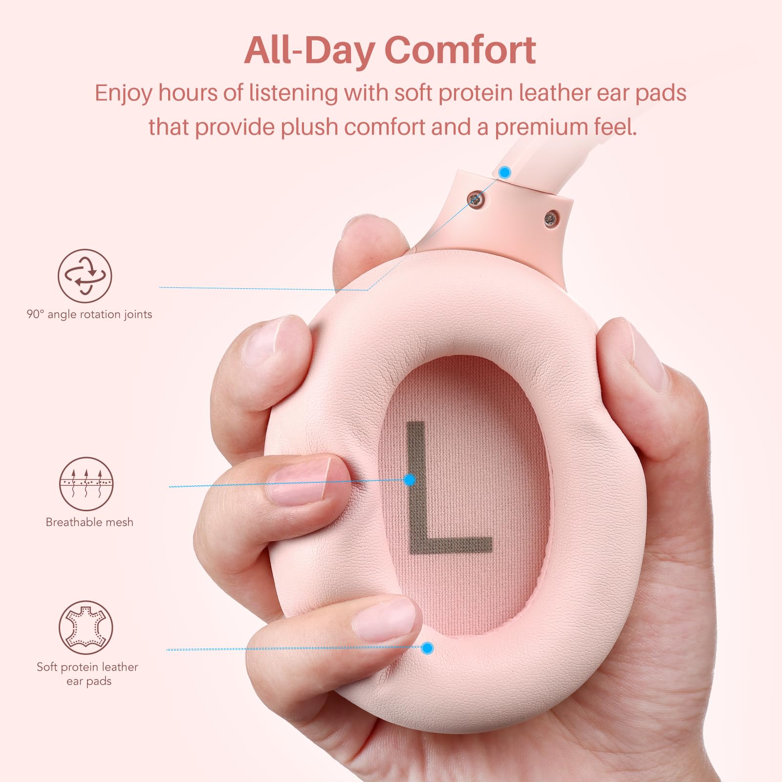 TOZO HT3 Słuchawki Bluetooth z hybrydowym ANC, 5 mikrofonów do wyraźnych połączeń, przestrzenny dźwięk Hi-Res, czas pracy 90 godzin, 32 EQ, połączenie wielopunktowe, składana konstrukcja z kablem 3,5