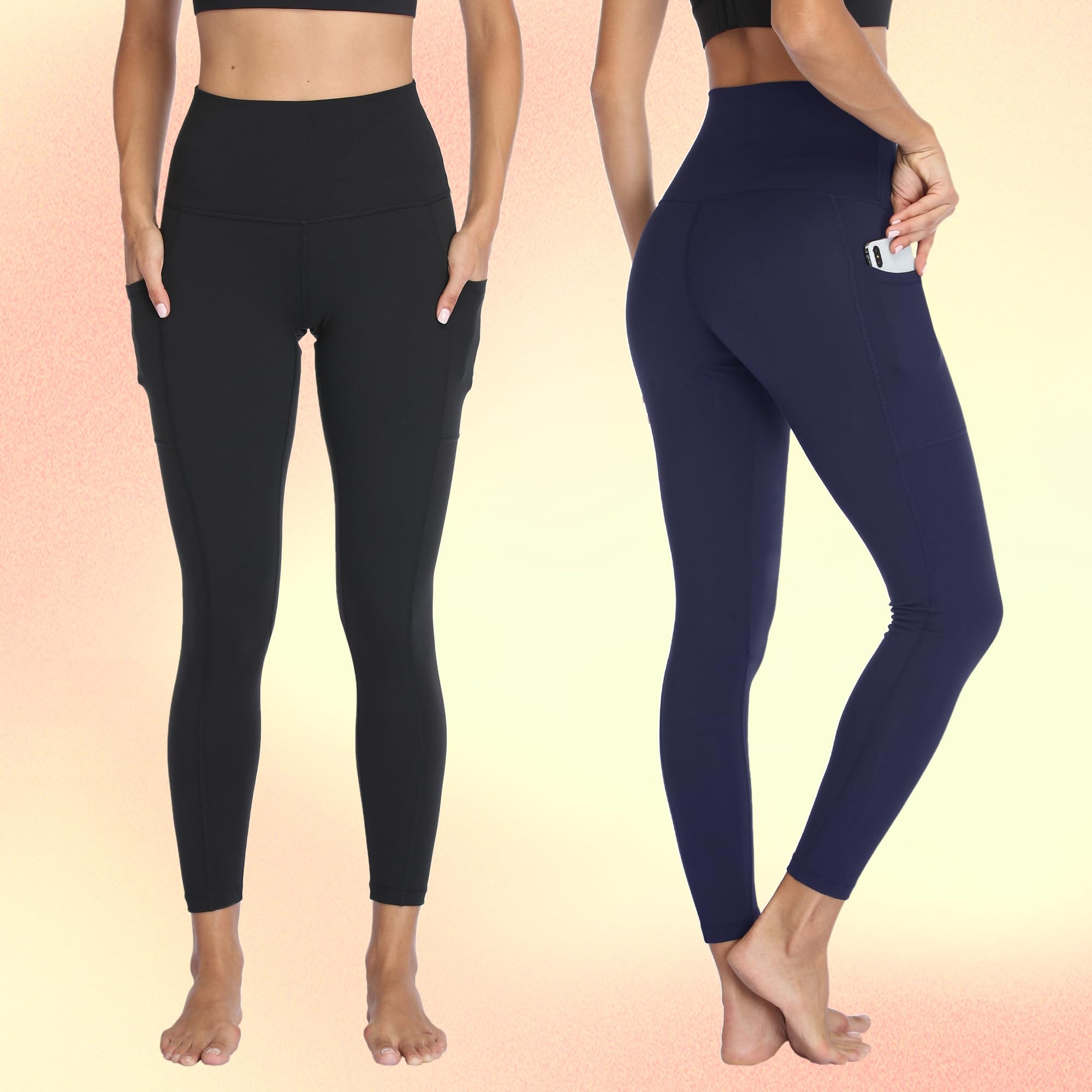 Missluck Pack de 2 leggings térmicos para mujer, color negro, con forro térmico, para yoga