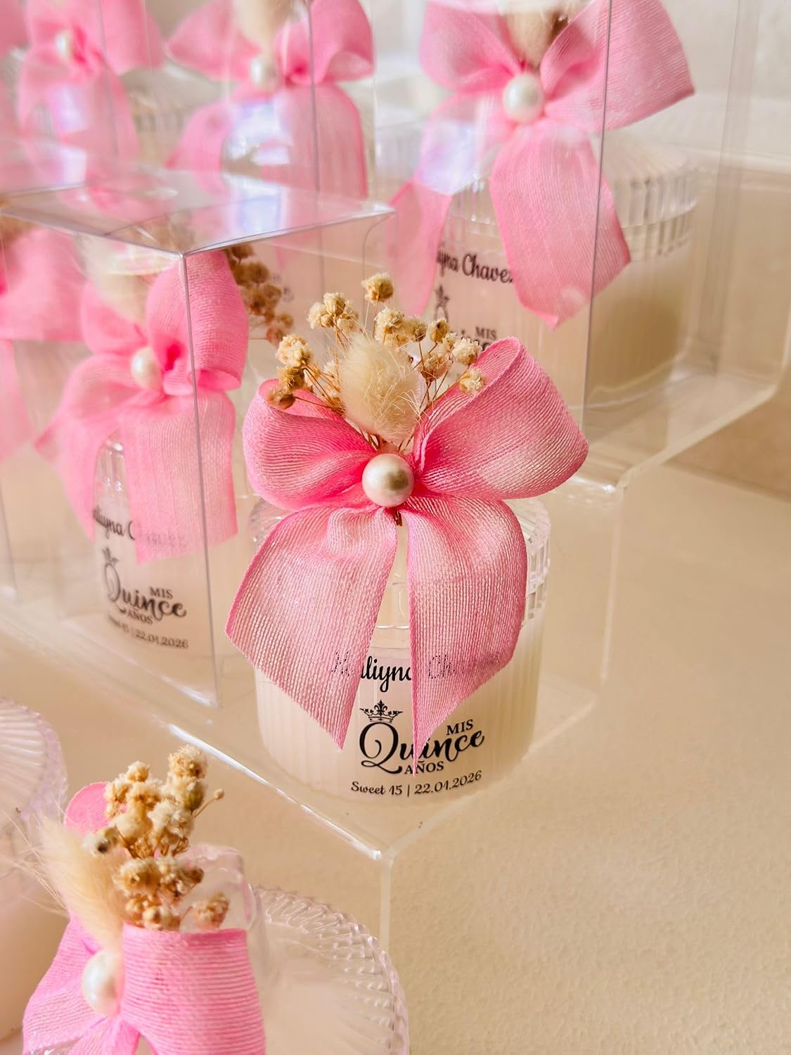Personalized Quinceañera Candle Favors – Elegant Sweet 15 & Sweet 16 Velas Recuerdos, Mis Quince Años Party Gifts, Custom Guest Keepsakes for Girl, Elegant Thank You Favors