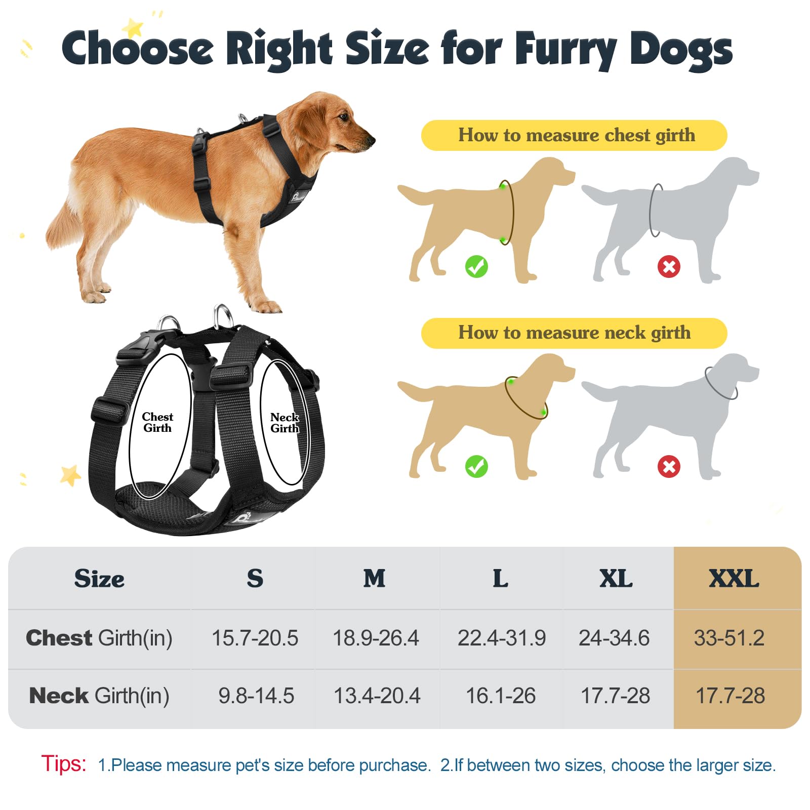 Pawaboo Harnais de Sécurité pour Chien en Voiture, Ceinture de Sécurité avec Double Attache, Gilet Respirant Ajustable et Laisse Chien avec Élastique pour Petit Moyen Grand Animal, XXL, Noir
