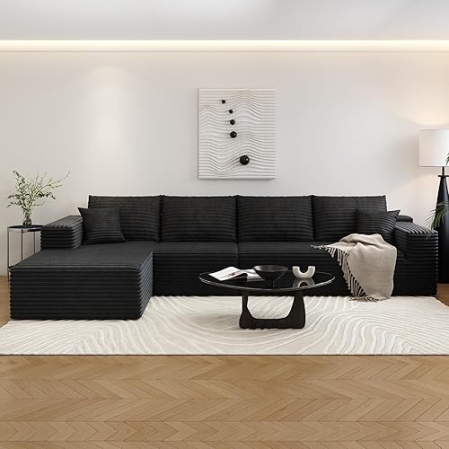Miniatura 65 de Sofá seccional modular Cloud de 107.5 pulgadas con diván en forma de L, sofá modular moderno con asiento profundo, sofás tapizados para sala de