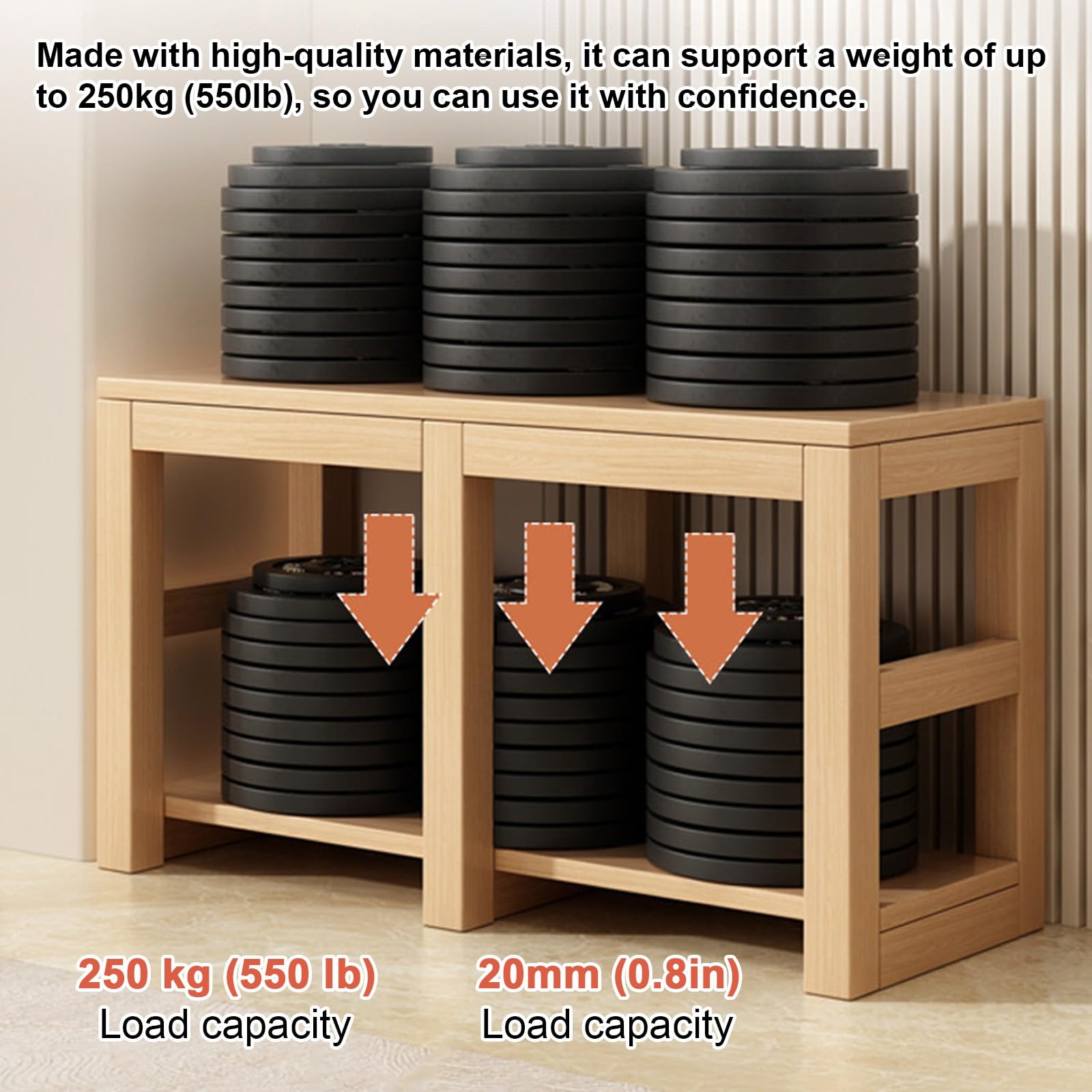 Support d'aquarium en bois massif, double couche, multi-usage, haute capacité de charge, convient pour placer des aquariums et des supports à chenilles (jaune, 80 x 40 cm)