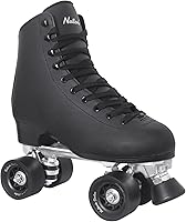 Nattork Women's PU Leather High-Top Quad Roller Skates - Beginner Indoor/Outdoor 4-Wheel Double-Row Skates for Adults