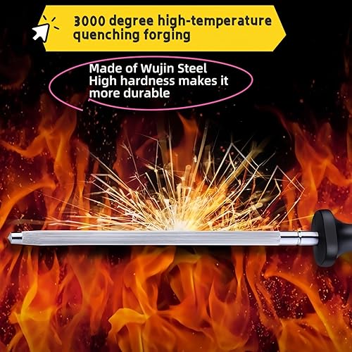 Miniatura 5 de Varilla de acero profesional para afilar cuchillos de 13 pulgadas, varilla magnética de alto carbono para cuchillos de chef de cocina, agarre