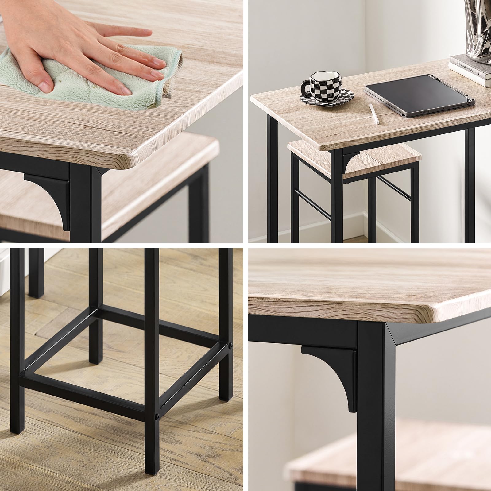 SoBuy Ensemble table de bar et tabourets pour petit déjeuner – Table haute 3 pièces avec 2 tabourets – OGT10-N