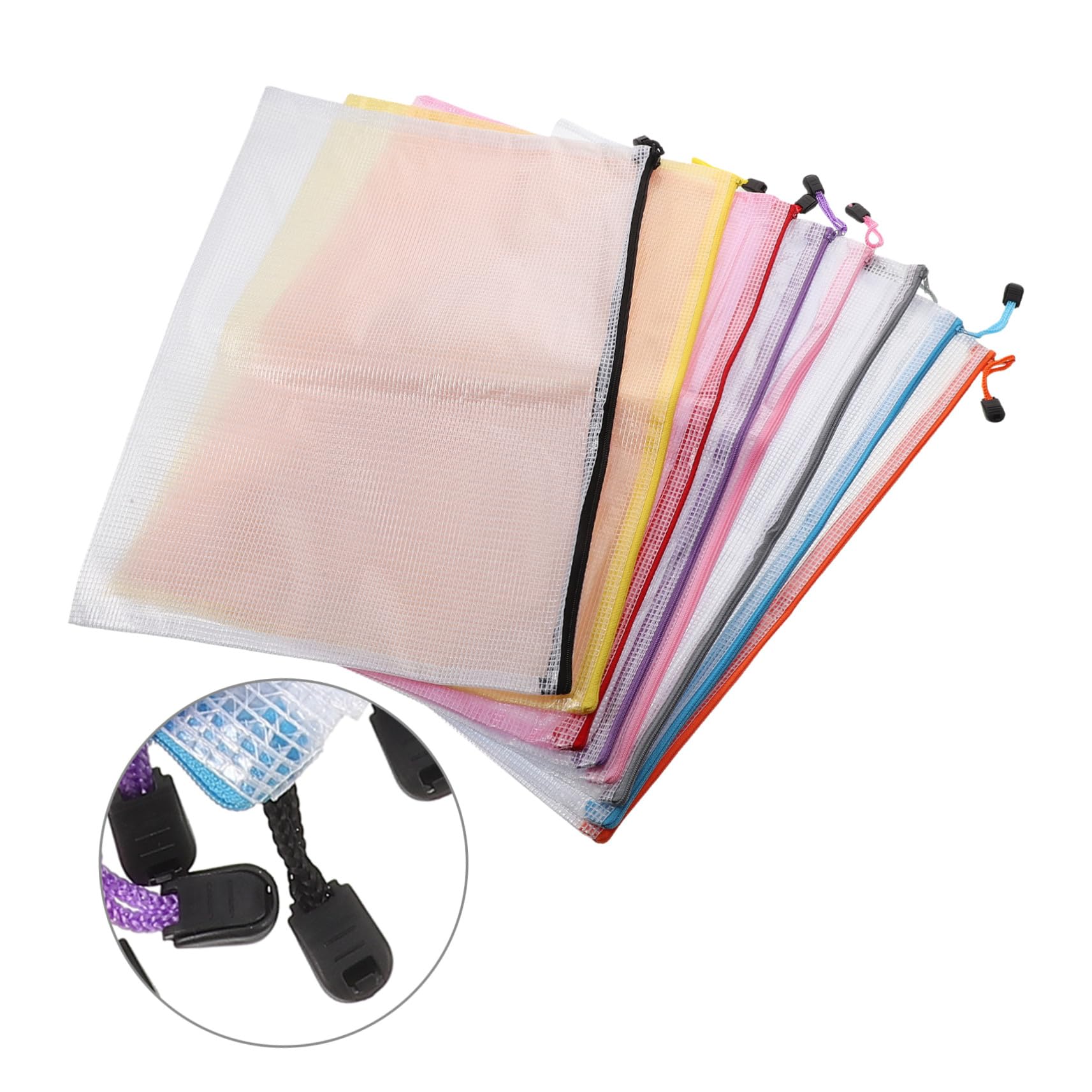 16 pezzi Buste Trasparenti con Zip Impermeabili Borse Organizer Colorate per Documenti Ufficio e Scuola Sacchetti Portadocumenti in Mesh per Archivio e Giochi