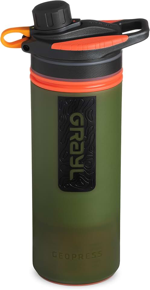 GRAYL GeoPress 24 oz Water Purifier Bottle - Filter for Hiking, Camping, Survival, Travel
