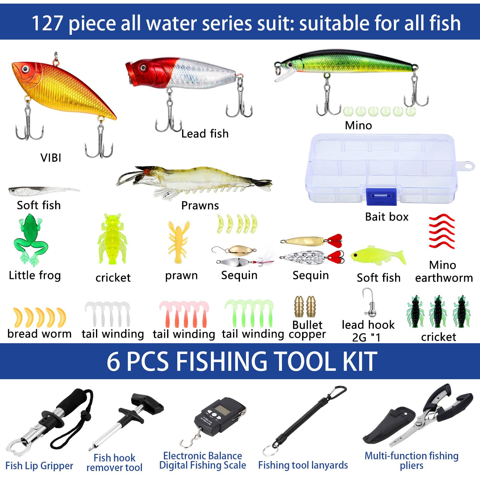 Sosation Juego de 482 piezas de equipo y equipo de pesca de verano, kit de accesorios de pesca para hombre, kit de herramientas de extracción de anzuelos, mochila de pesca, kit de señuelos de pesca