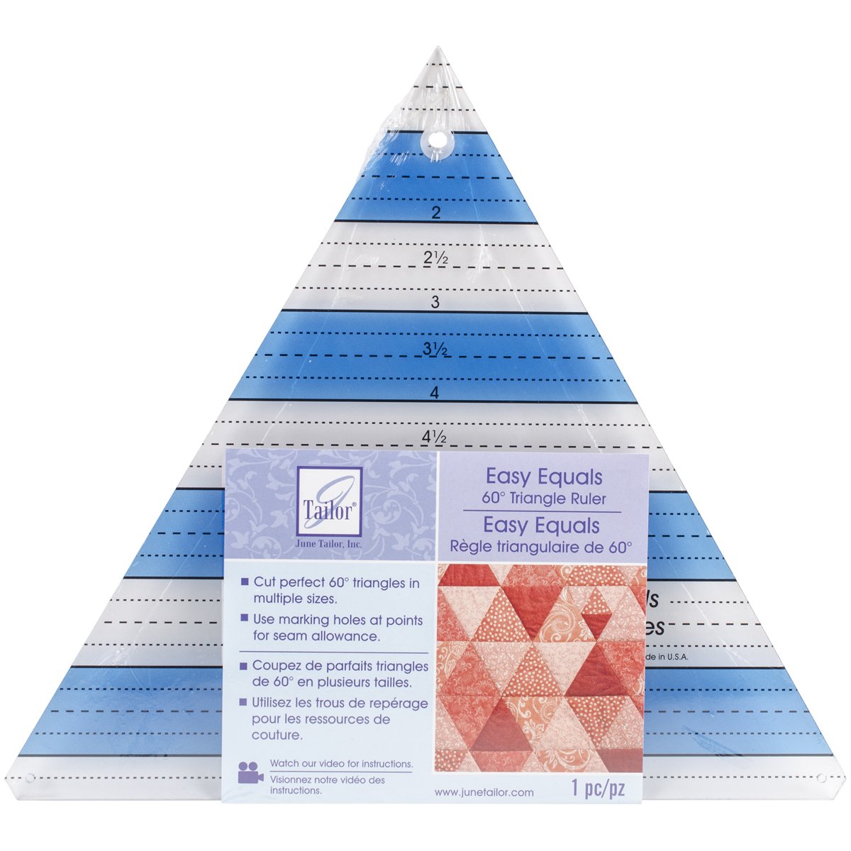 June Tailor White,Blue Jt-1731 Easy Equilaterals Ruler, Petg Plastic, 1 8.5",