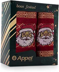 JOGO DE TOALHAS 2 PEÇAS - BORDÔ - PAPAI NOEL - (BANHO E ROSTO) - CAIXA PRESENTE - NATAL