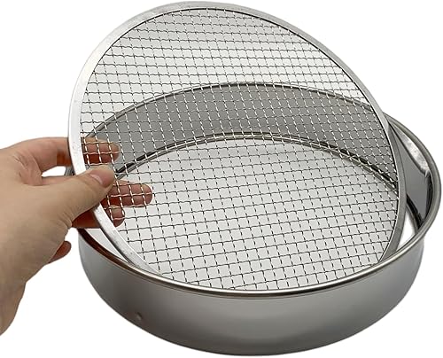 Miniatura 4 de Juego de tamiz de suelo con 3 mallas de tamiz para roca y arena, acero inoxidable