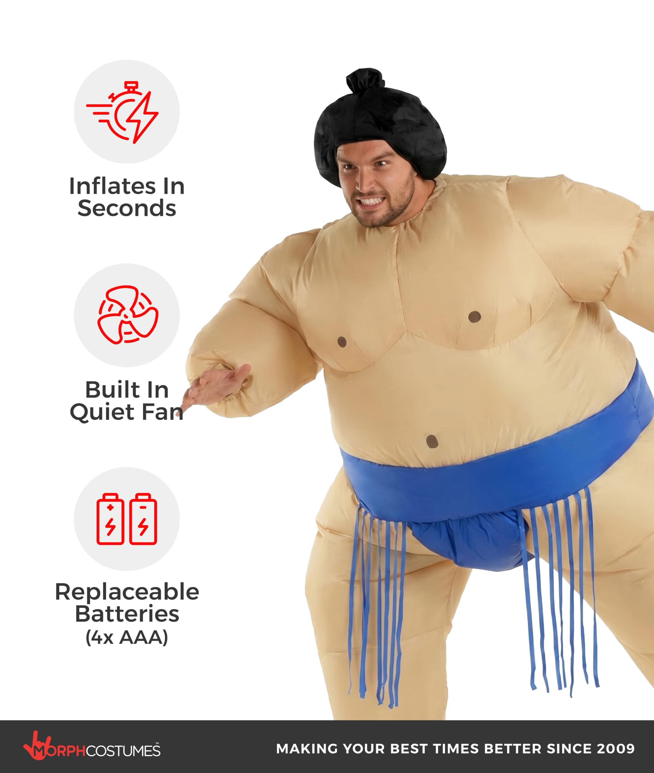 Morph Disfraz inflable de luchador de sumo; disfraz de sumo inflable, disfraces de Halloween para hombres, disfraces de Halloween para hombre