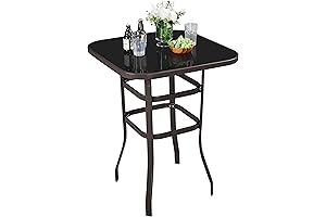 Yaheetech Outdoor Patio Bar Table, Bistro Square High Top Dining Table