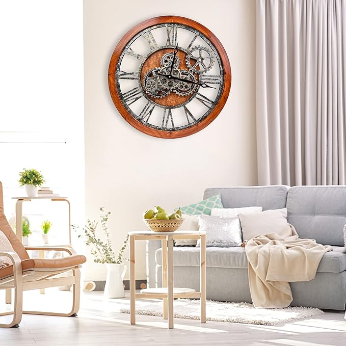 Reloj de Pared Grande Vintage 60 cm con Engranajes en Movimiento The B-Style miniatura 3