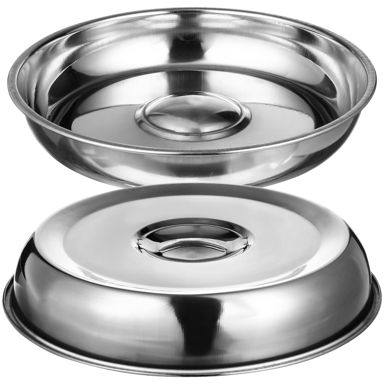 Kichvoe Round Basting Lid 2pcs Stainless Steel Cheese Melting Dome Metal Food Cover Round Steaming Basting Lid for Outdoor & Indoor - 22CM Stainless Steel Griddle Dome