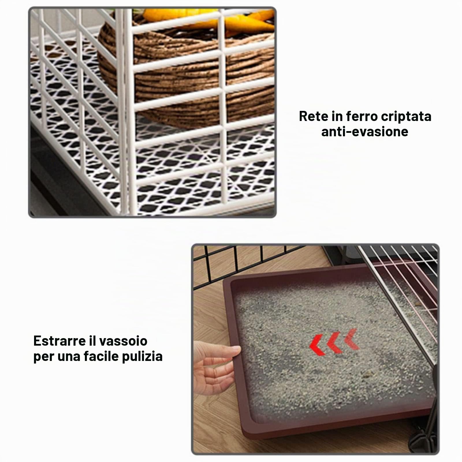 EGREX Recinto Coniglio Interno -Recinto per Conigli da Interno, Gabbia per Conigli per Piccoli Animali con Vassoi Estraibili Rimovibili Animali da Esterno per Furetto Cincillà(Accessori Non Inclusi)
