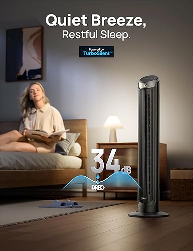 Miniatura 3 de Dreo Ventiladores de torre inteligentes para dormitorio, ventiladores oscilantes de 90 para interiores, 5 velocidades, 4 modos máximo de 26 piess,