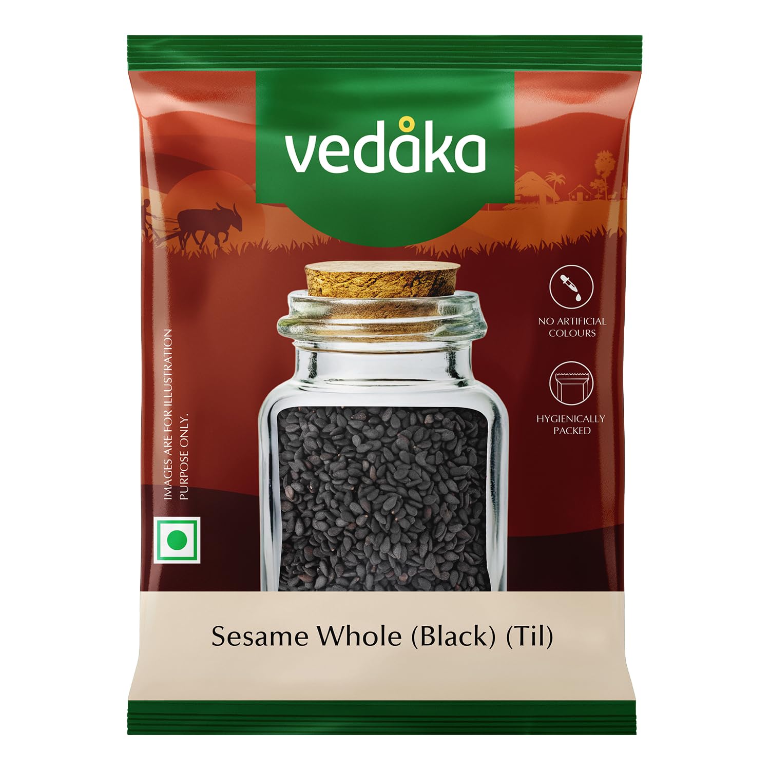 Amazon Brand - Vedaka Sesame Whole (Black) (Til), 100 g
