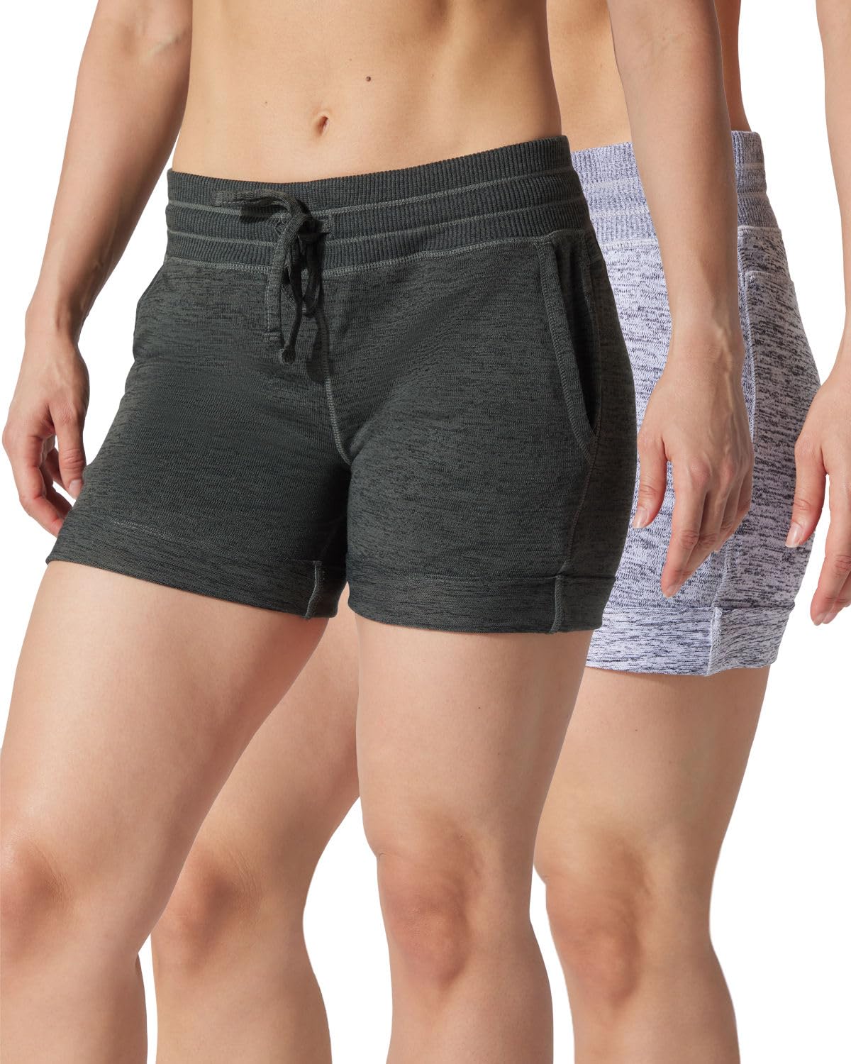 90 Degree By Reflex Womens Soft Sweat Shorts High Waisted Drawstring Lounge Shorts with Pockets