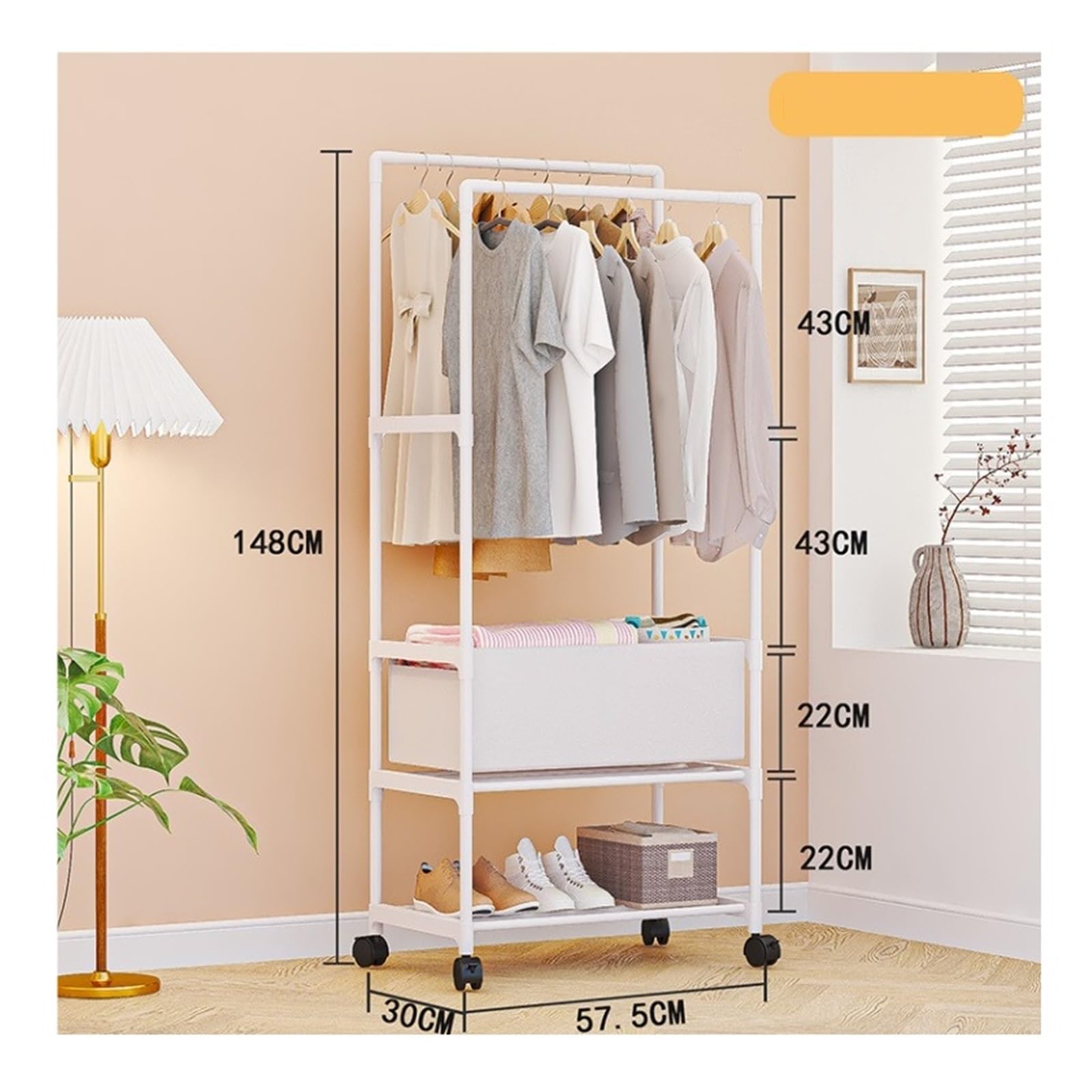 Armadio Camera da Letto Appendiabiti Semplice Appendiabiti Armadio Armadio Sistema Organizzatore Appendiabiti Indipendente Guardaroba Resistente(White)