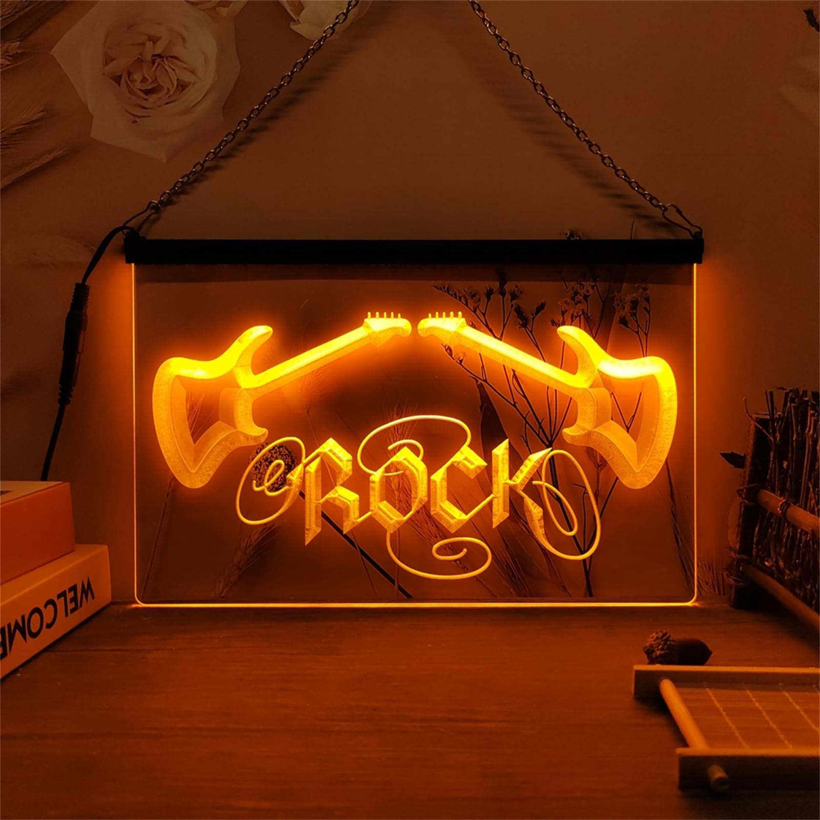 Amazon.co.jp: ロックLEDネオンライト、ギターバンドネオンライト壁