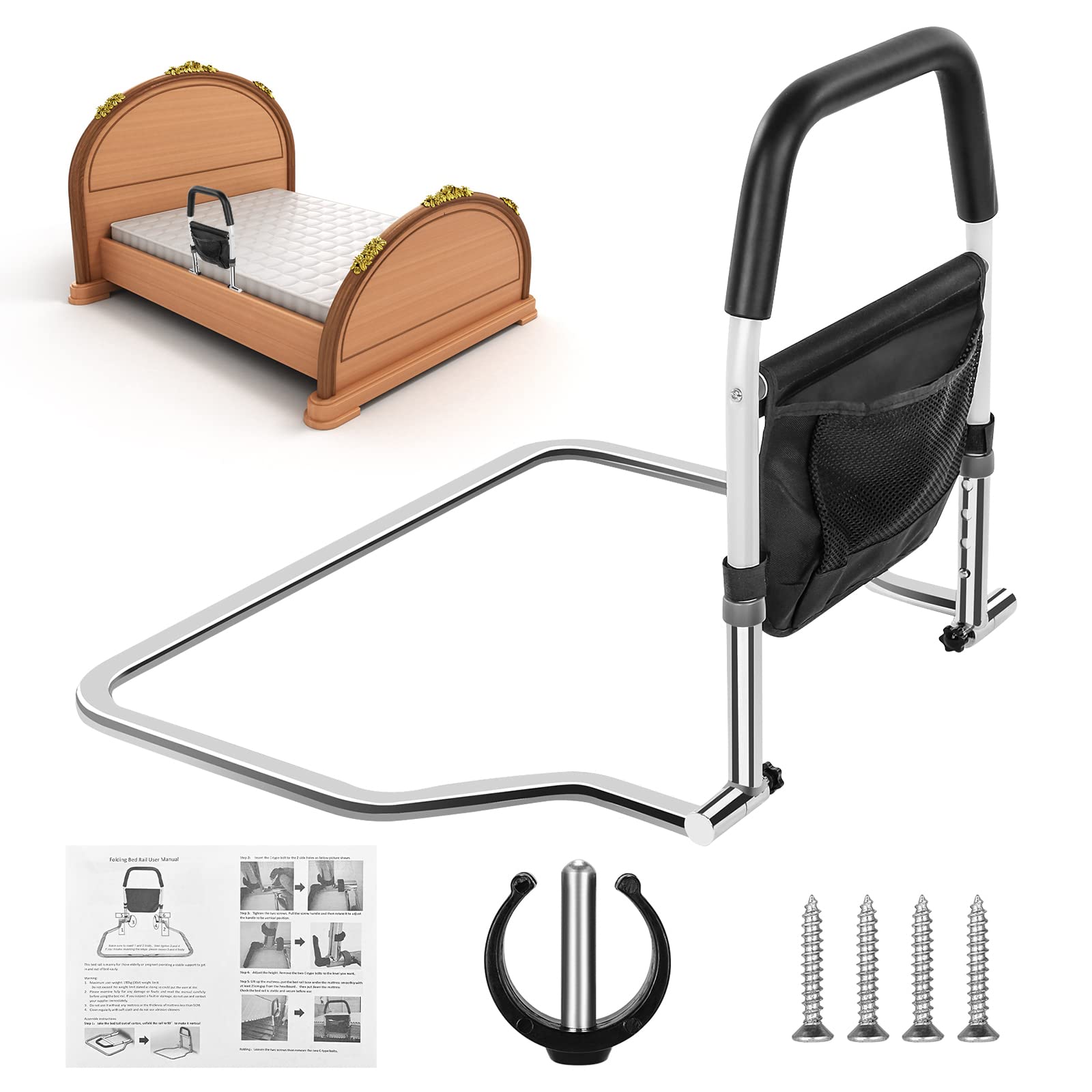 Sponda letto anticaduta per anziani e disabili, Hlieeosfcn Sponda Letto Universale Ribaltabile Regolabile per Letti da degenza, Ideale per Anziani e Disabili,Barriera Letto