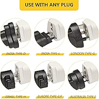 Vista 3 de Paquete de 4 adaptadores universales, adaptadores de viaje de enchufe de Europa a EE. UU. (blanco)