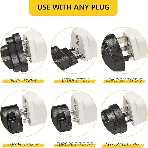 Miniatura 3 de Paquete de 4 adaptadores universales, adaptadores de viaje de enchufe de Europa a EE. UU. (blanco)